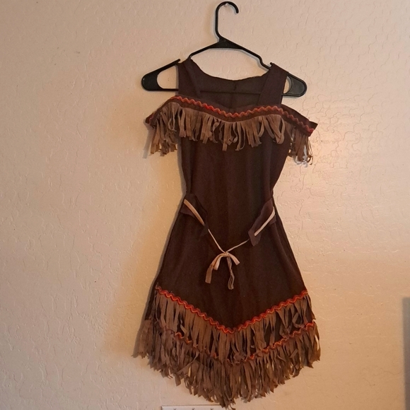 brown pocahontas dress SNDYS slinky braided detailing halterneck ruched MAXI DRESS in brown main image 1